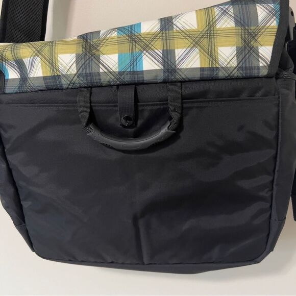 L.L. Bean Laptop Messenger Crossbody Shoulder Flap Black Turquoise Weekender Bag - Picture 8 of 13